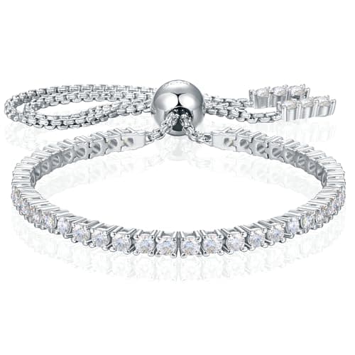 TUHE 1.52ct-7.76ct Adjustable 18K White Gold Plated Moissanite Tennis Bracelet