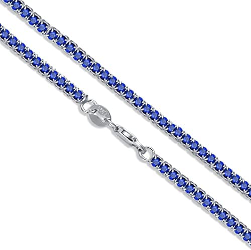 Dralox Sterling Silver Cubic Zirconia Tennis Necklace for Women and Men