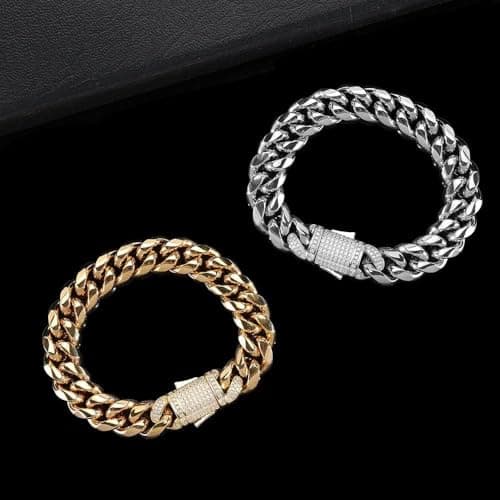 Moissanite Bracelet for Men and Women, 12mm Mesh 18K Gold