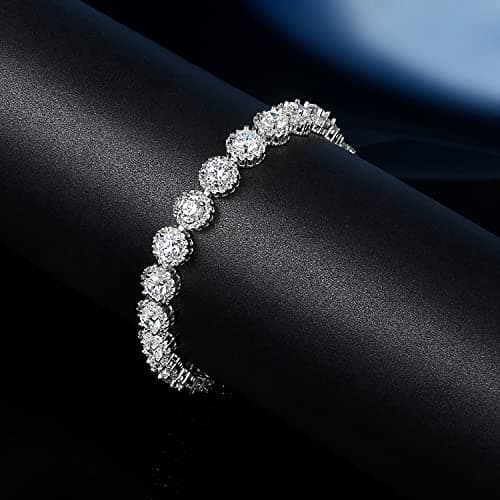 Gemsme 18K Gold Plated Round CZ Tennis Bracelet for Women 6.5-8.5 inch
