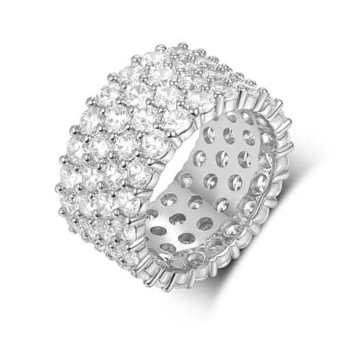 18K Gold Plated Round Cubic Zirconia Band Ring for Men & Women
