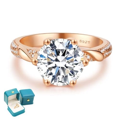 LuluRell Moissanite Promise Rings for Women, S925 Sterling Silver 6 Prong Solitaire D Color VVS1 Clarity Round Cut