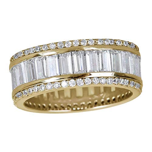 DECADENCE Sterling Silver Baguette & Round CZ Eternity Band Ring
