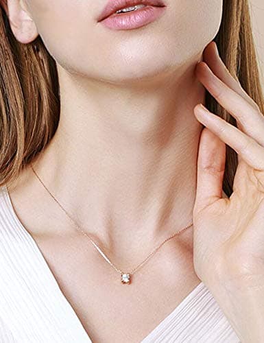 Michooyel 18K Rose Gold Diamond Pendant Necklace for Women