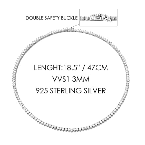 Plavos Sterling Silver Moissanite Choker 3MM VVS1 D Color White Gold Plated Jewelry Gift
