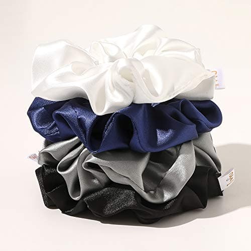 Silk Scrunchies Hair Ties for Girls & Women, Soft No-Crease Ponytail Holders