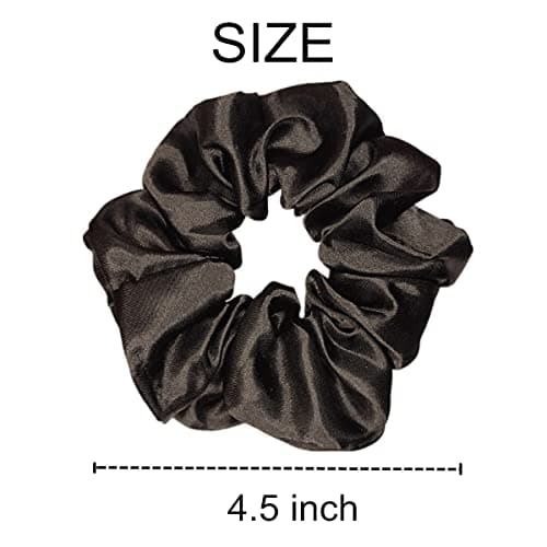 Sufermoe 6pcs Satin Silk Hair Scrunchies, Soft Black Hair Ties for Women and Girls