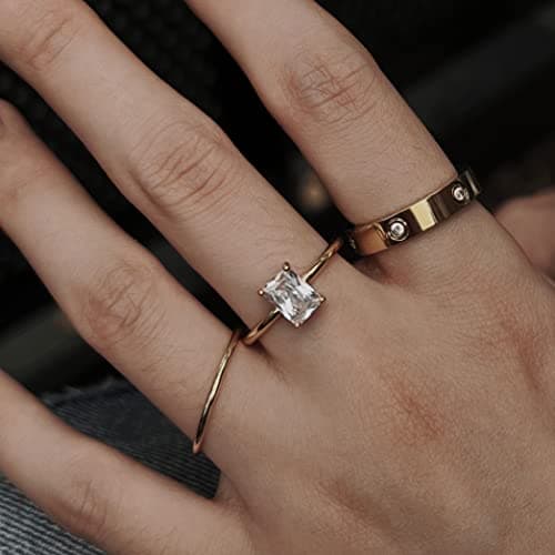 Women's Adjustable 18K Gold Plated CZ Statement Ring
