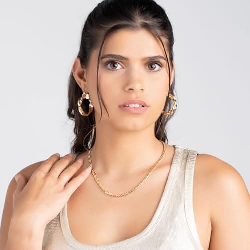 Barzel 18K Gold Plated Twisted Hoop Earrings, Made in Brazil