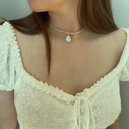 EFTOM Sparkly Gold/Faux Diamond Heart Choker Necklace for Women