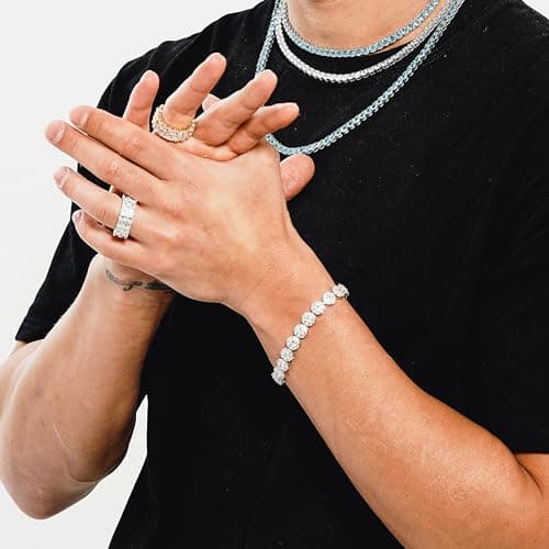 TOPGRILLZ 10mm 14K Gold Plated Iced Out CZ Solitaire Tennis Bracelet