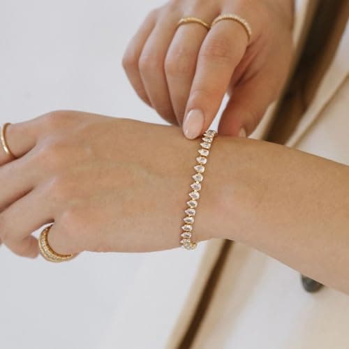 KissYan 14K Gold Plated Cubic Zirconia Adjustable Slider Tennis Bracelet