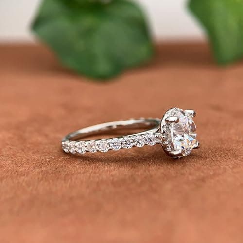 CGSRING 2ct Round Cut Moissanite Halo Engagement Ring for Women