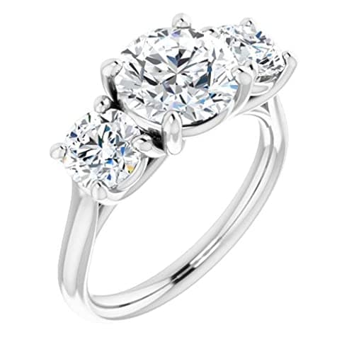 Refined Moissanite Engagement Ring in 10K Solid White Gold for Women