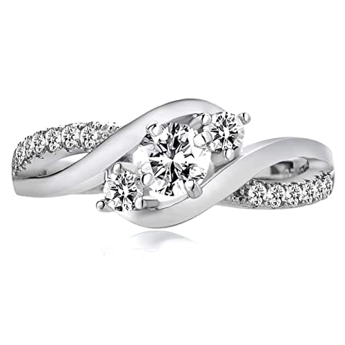 Refined and simplified title: 1.1 ct Three Stone Moissanite Engagement Ring, 925 Sterling Silver Twisting Band