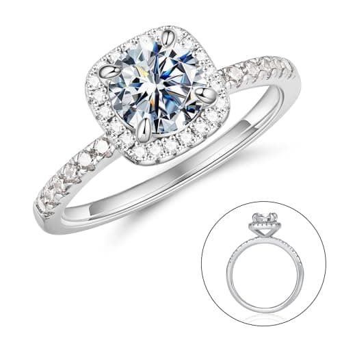 Moissanite Engagement Rings for Women, 1-3ct D Color VVS1 Clarity 925 Sterling Silver