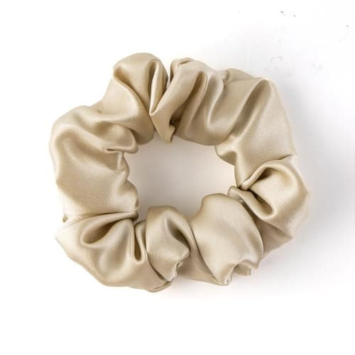 100% Mulberry Silk Scrunchies for Curly Hair, Thick Elastic Band, 3-Pack