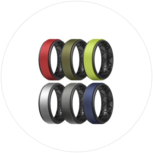 Egnaro Breathable Silicone Wedding Bands for Men - Multipack Step Edge