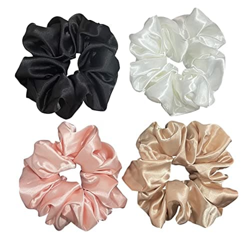 XL Satin Scrunchies for Thick Hair - Oversized Silk Hair Ties for Women Girls