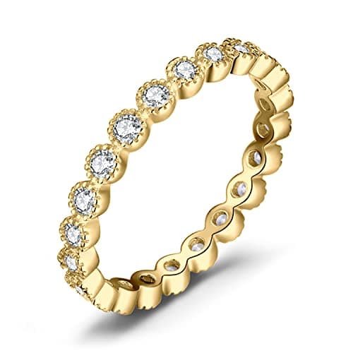 JewelryPalace 14K Gold Plated 925 Sterling Silver Cubic Zirconia Promise Rings for Women
