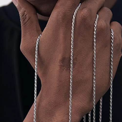 Michooyel 3mm Twist Rope Necklace for Men, Women, Boys and Teens