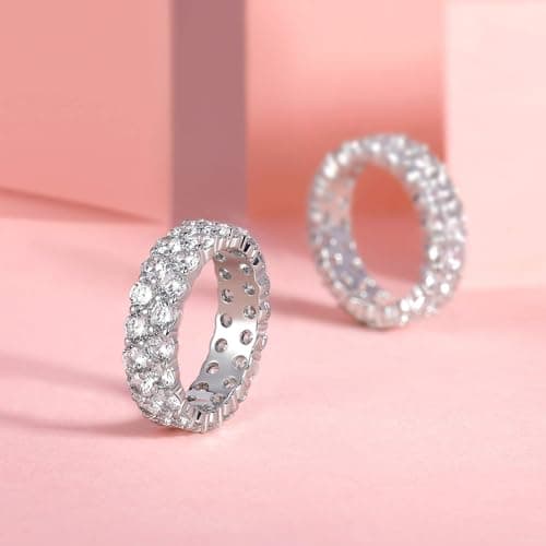 18K Gold Plated Round Cubic Zirconia Band Ring for Men & Women
