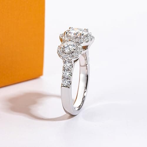 AimiIee 1.4-2.2cttw Moissanite Engagement Ring, D Color VVS1 Clarity, 925 Sterling Silver