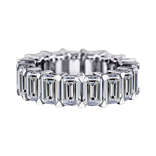 6ct Sterling Silver Emerald Cut Eternity Ring for Women
