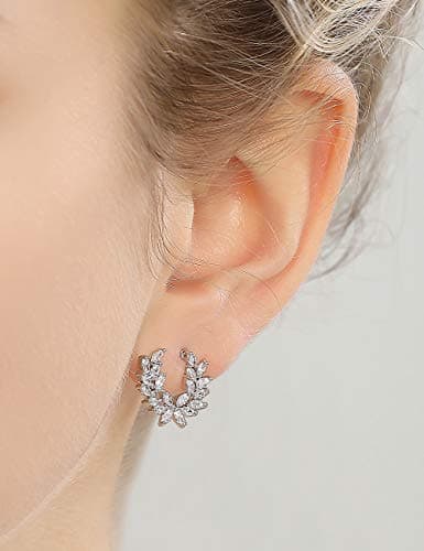 Michooyel Marquise Cluster CZ Laurel Wreath Earrings for Women