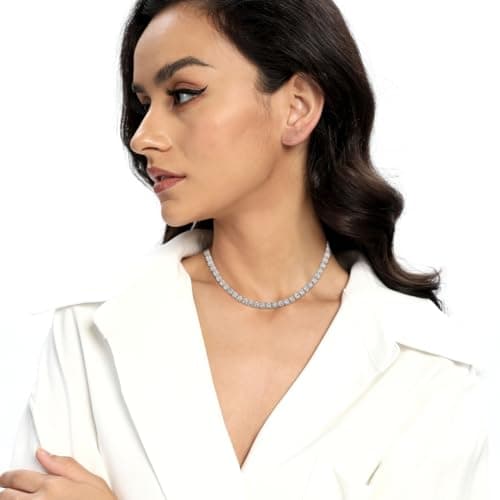 Gemsme 18K Gold Plated Halo 4.0mm Square CZ Tennis Necklace 16/18/20" chain
