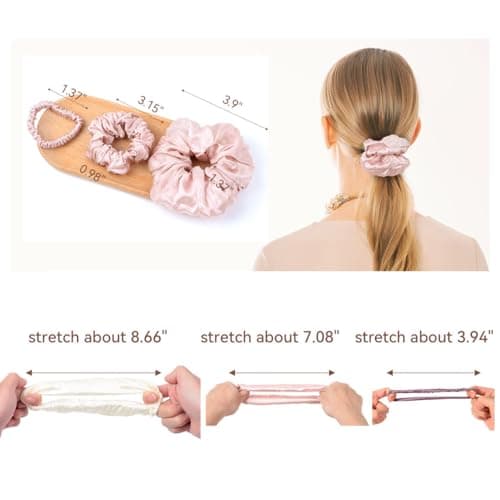 6 Color Purple Pure Mulberry Silk Scrunchies for Women Girls
