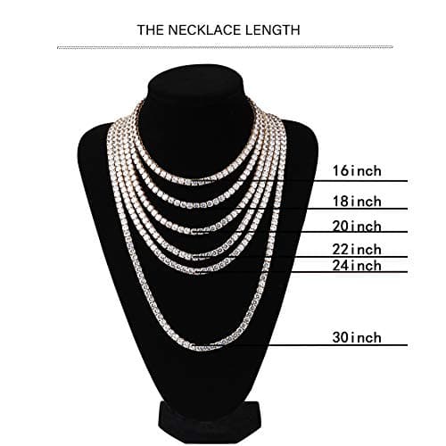 JINAO 18K Gold Plated 6MM Tennis Chain Necklace with Lab Simulated Diamond Chain for Men & Women