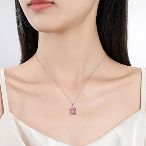 Lab Created Diamond Necklace for Women 925 Sterling Silver 18K Gold Plated Pendant Gift