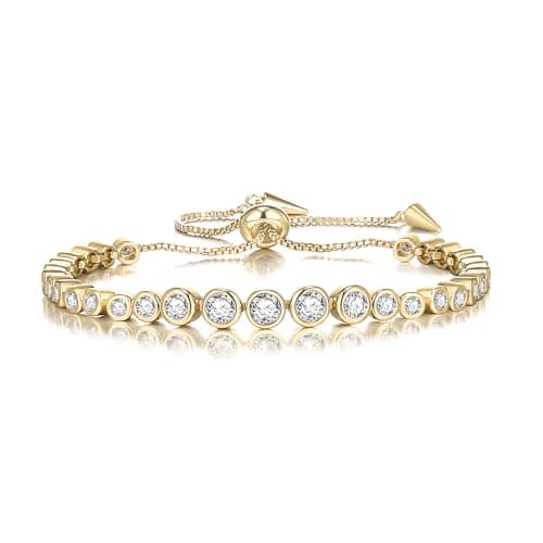 FANZE Classic Women's 14K Gold-Plated 3-5MM CZ Tennis Bracelet