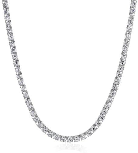 Amazon Essentials Sterling Silver Tennis Necklace with Round Cut Infinite Elements CZ