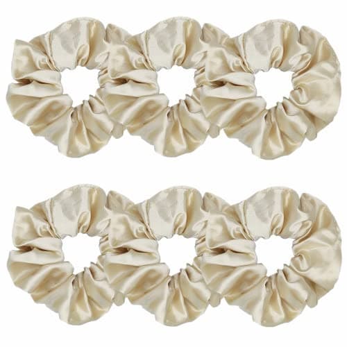 Silk Scrunchies for Women, Soft Hair Ties in Black (4.3 inch)