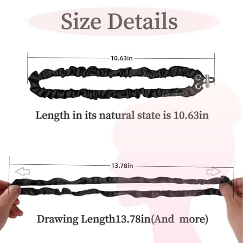 3Pcs Extra Length Black Silk Scrunchies, No-Slip Ponytail Holders for Women