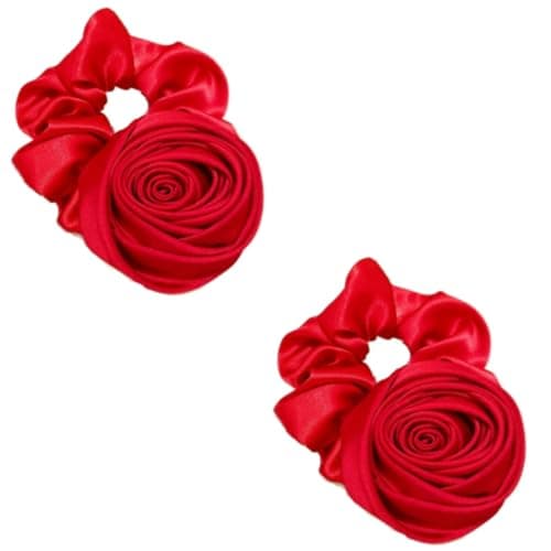 Vintage Rose Flower Scrunchies for Women and Girls