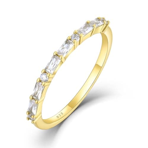 Starchenie 925 Sterling Silver Thin Eternity Birthstone Ring for Women