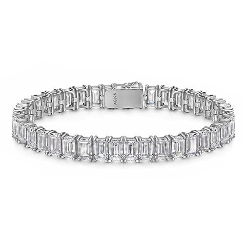 Michooyel Emerald Cut Cubic Zirconia Tennis Bracelet