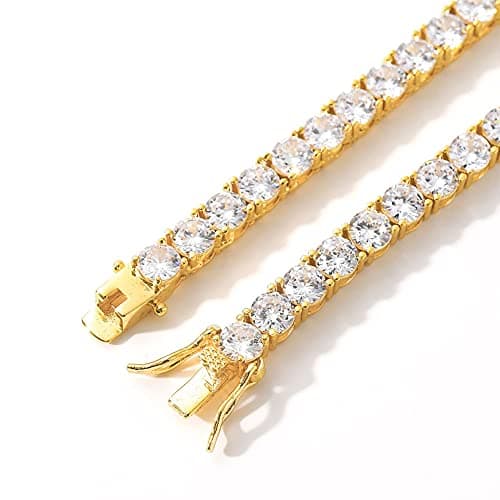 Jacruces Tennis Chain Women's Fake Diamond Bling Necklace Rhinestone Choker