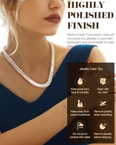 LNY 14K Gold Rhinestone Tennis Choker for Women