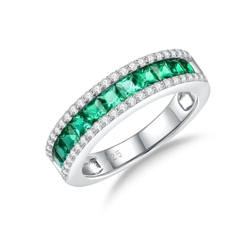 Elegant Sterling Silver Gemstone Wedding Band for Women and Men - Size 6 to 10