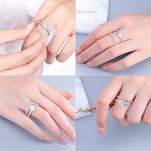 Moosea Lab-Grown Moissanite Stackable Rings for Women