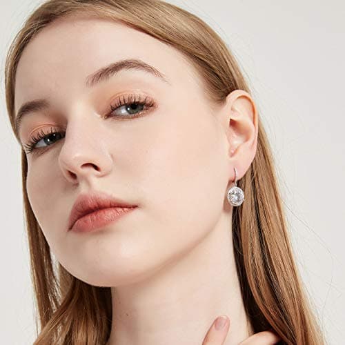 Michooyel Sterling Silver D-E Color VVS Cubic Zirconia Halo Earrings