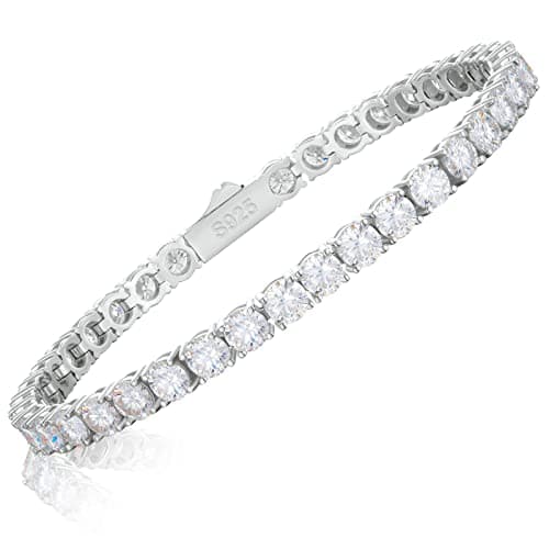 TUHE 1.92ct Lab Grown Moissanite Tennis Bracelet, 18k Gold Plated 925 Silver