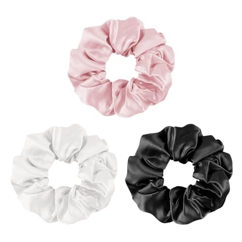 Mulberry Silk No-Damage Scrunchies for Curly Hair, 3 Pack