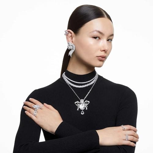 Swarovski Matrix Tennis Necklace, Round Clear Rhodium Finished