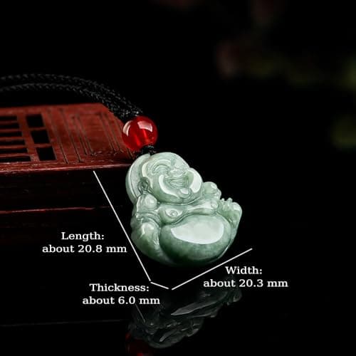 Grade A Certified Natural Jade Buddha Pendant Necklace, Feng Shui Luck Amulet