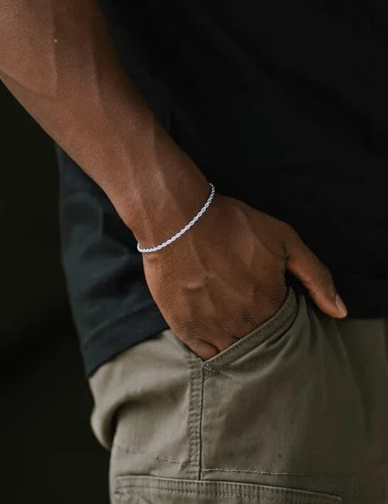 Waitsoul Diamond-Cut Silver/Gold Box/Rope Bracelet for Women/Men
